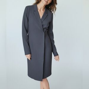 COS Textured Hidden Front Zip Blazer trench coat Dress wool blend